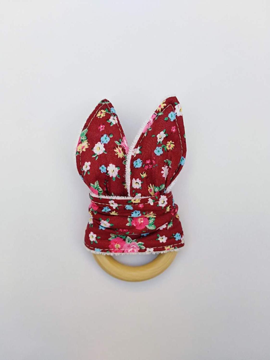 Wooden Baby Teether with Bunny Ears